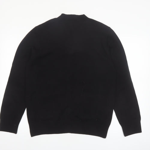 River Island Men's Black Cardigan Knit Jumper M Casual V-Neck