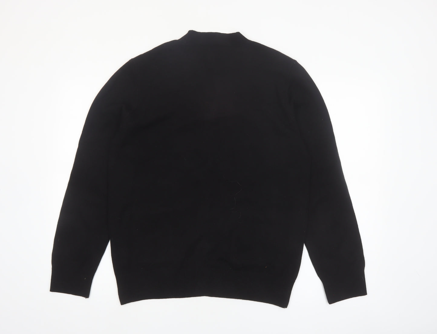 River Island Men's Black Cardigan Knit Jumper M Casual V-Neck