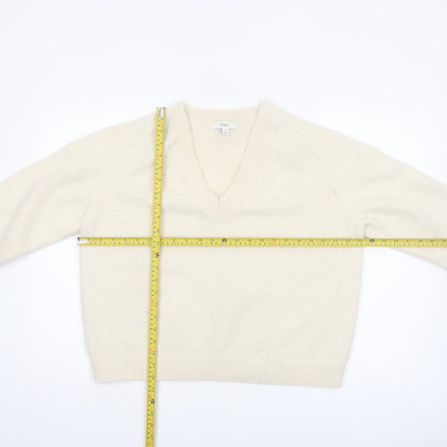 Marks and Spencer Women's Ivory V-Neck Wool Blend Pullover Jumper M