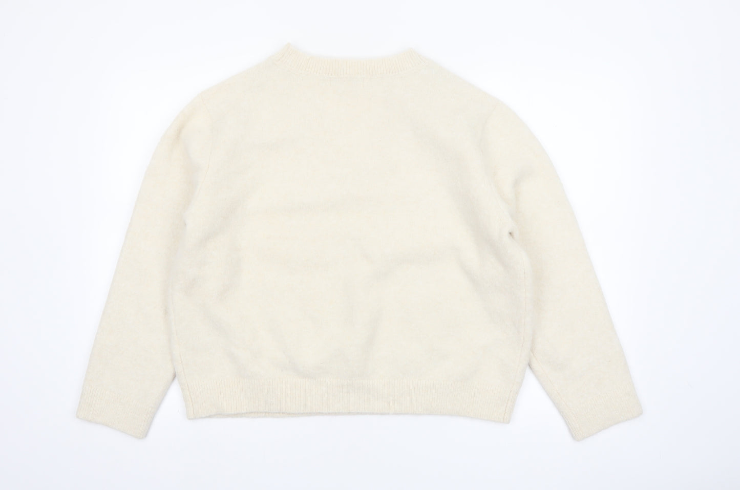 Marks and Spencer Women's Ivory V-Neck Wool Blend Pullover Jumper M