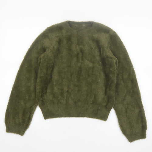 Marks and Spencer Women Green Fluffy Knit Pullover Jumper Size S