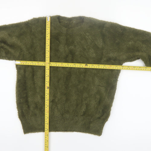 Marks and Spencer Women Green Fluffy Knit Pullover Jumper Size S