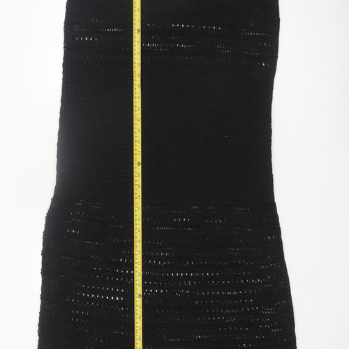 Marks and Spencer Women Black L Crochet Knit Sheath Dress
