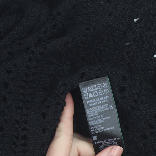 Marks and Spencer Women Black L Crochet Knit Sheath Dress