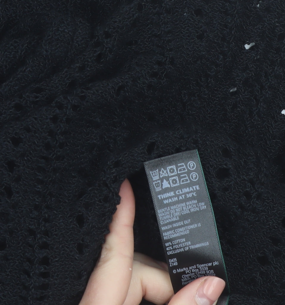 Marks and Spencer Women Black L Crochet Knit Sheath Dress