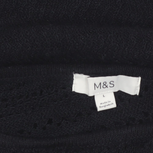 Marks and Spencer Women Black L Crochet Knit Sheath Dress