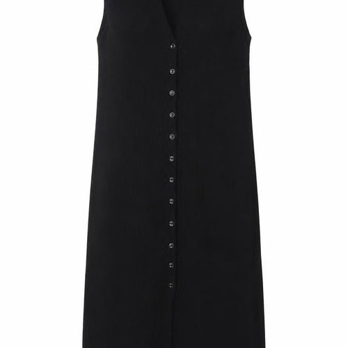 Marks and Spencer Women Black Size 14 Button Front Sleeveless Midi Dress