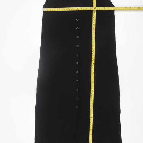 Marks and Spencer Women Black Size 14 Button Front Sleeveless Midi Dress