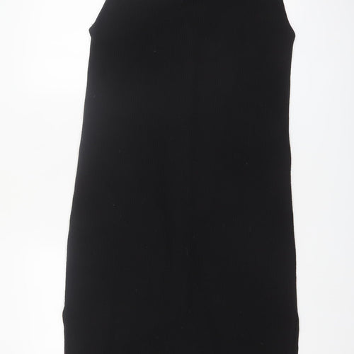 Marks and Spencer Women Black Size 14 Button Front Sleeveless Midi Dress
