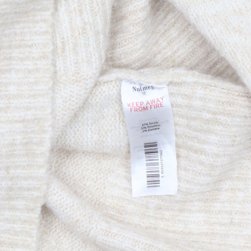 Nutmeg Women Beige Hooded Long Sleeve Knit Tunic Jumper Size 12