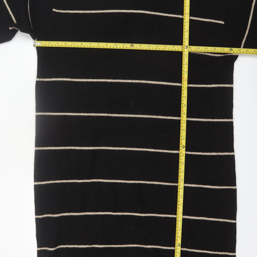 MNG Women Black Striped Knit Jumper Dress Size 12 Roll Neck