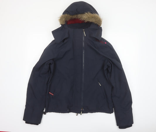 Superdry Women's Blue Windcheater Hooded Jacket L