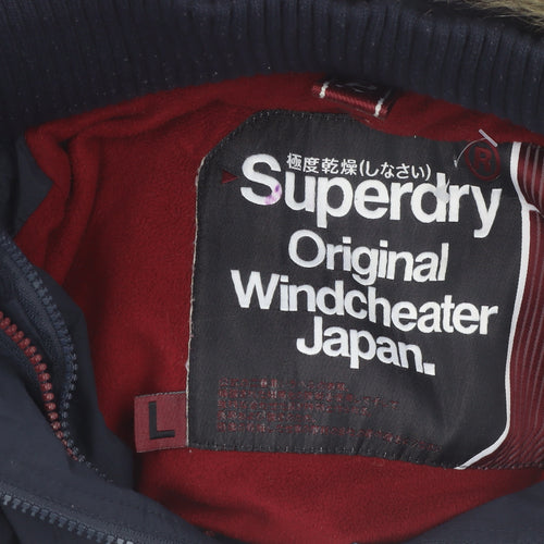 Superdry Women's Blue Windcheater Hooded Jacket L