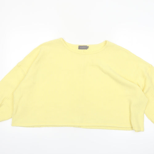 Mirrou Womens Yellow Cropped Knit Blouse Size S Relaxed Fit