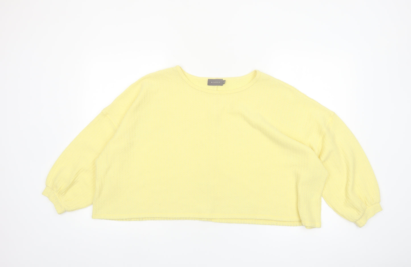 Mirrou Womens Yellow Cropped Knit Blouse Size S Relaxed Fit
