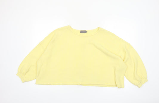 Mirrou Womens Yellow Cropped Knit Blouse Size S Relaxed Fit