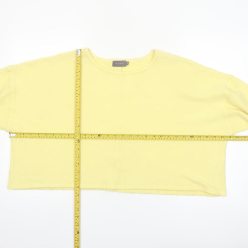 Mirrou Womens Yellow Cropped Knit Blouse Size S Relaxed Fit