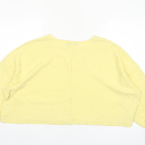 Mirrou Womens Yellow Cropped Knit Blouse Size S Relaxed Fit