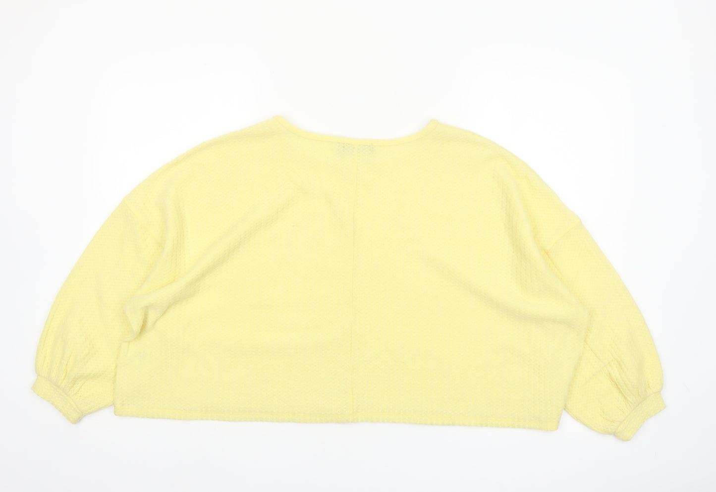 Mirrou Womens Yellow Cropped Knit Blouse Size S Relaxed Fit