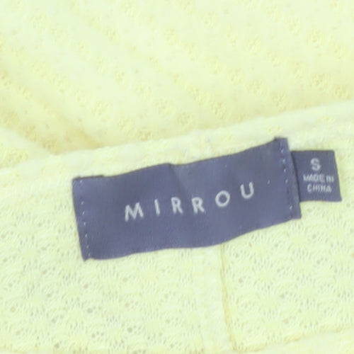 Mirrou Womens Yellow Cropped Knit Blouse Size S Relaxed Fit