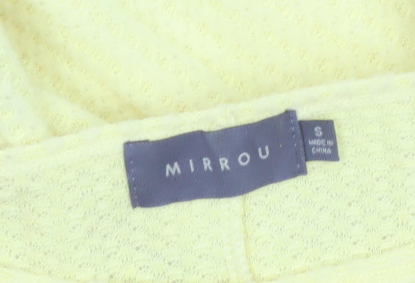 Mirrou Womens Yellow Cropped Knit Blouse Size S Relaxed Fit