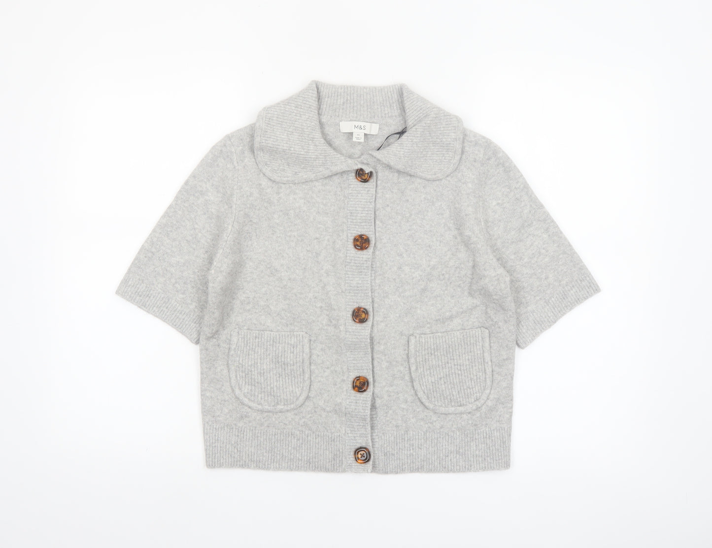 Marks and Spencer Women’s Grey Collared Knit Cardigan XS
