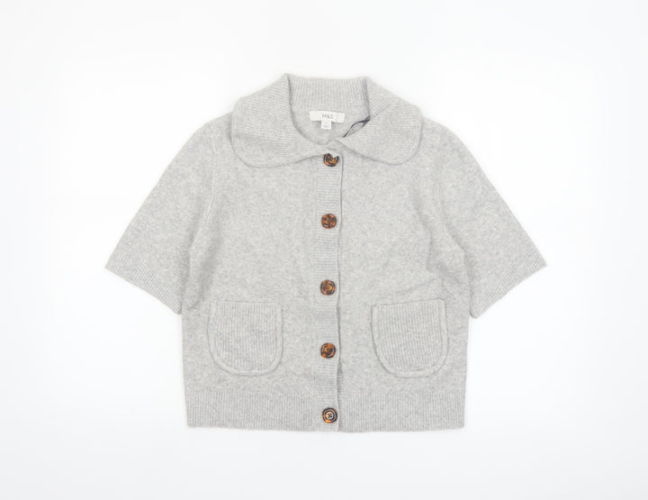 Marks and Spencer Women’s Grey Collared Knit Cardigan XS