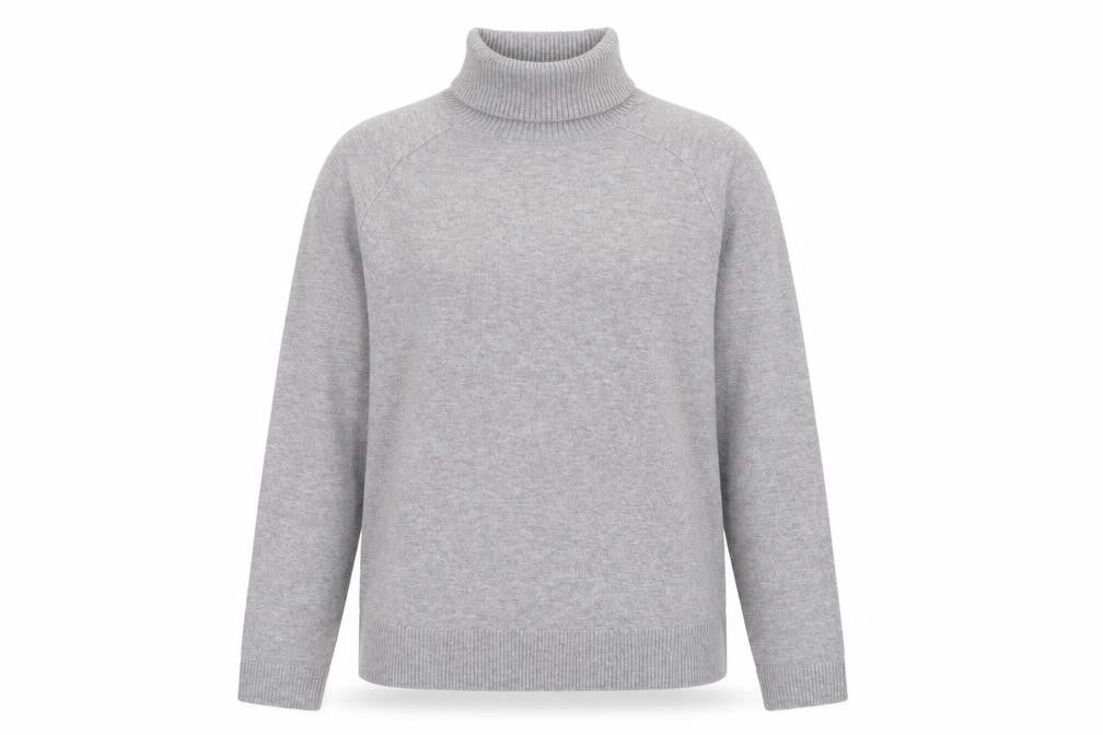 Front view of Marks & Spencer women’s grey roll neck jumper, size M