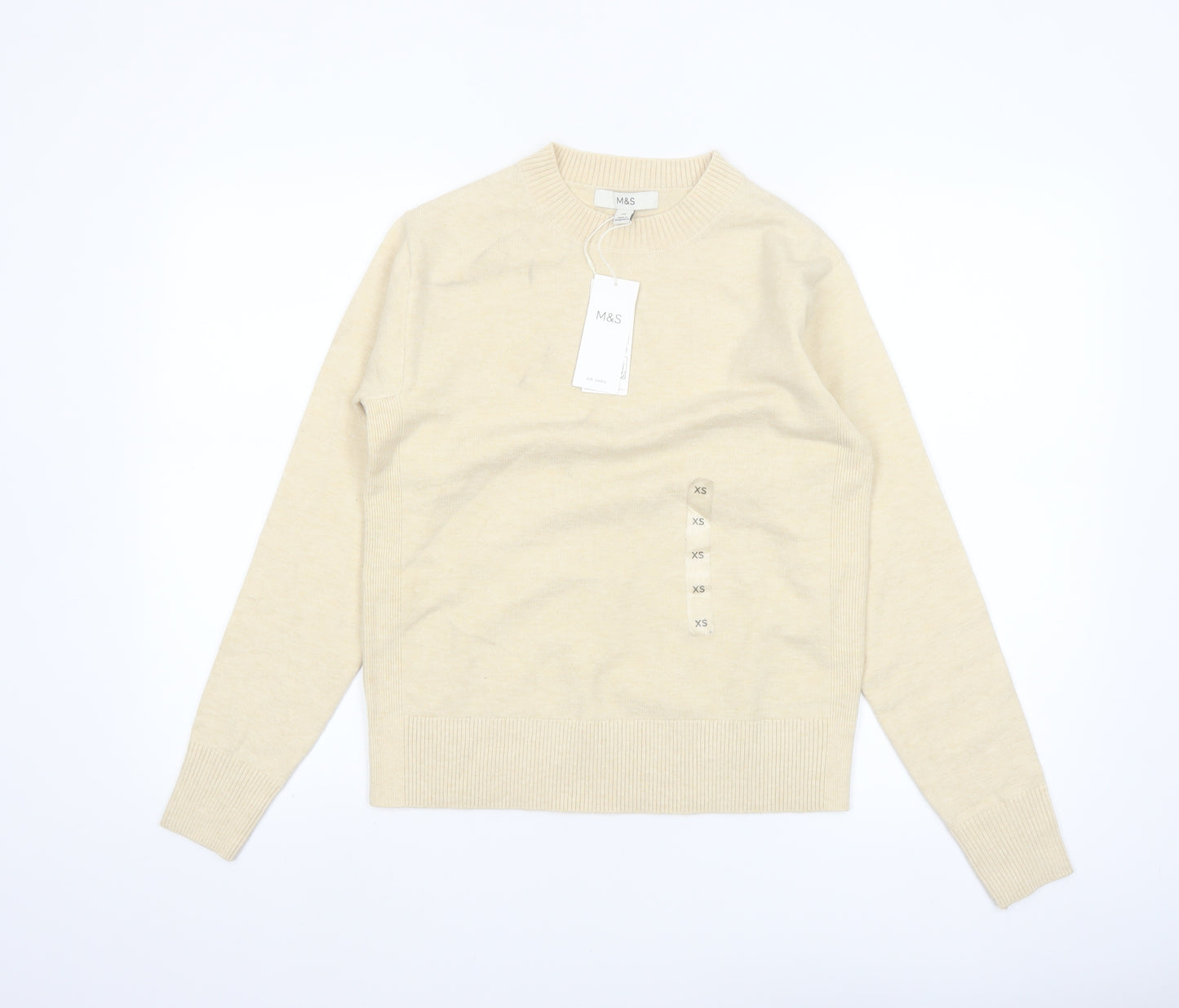 Marks and Spencer Women’s Beige XS Crew Neck Pullover Jumper