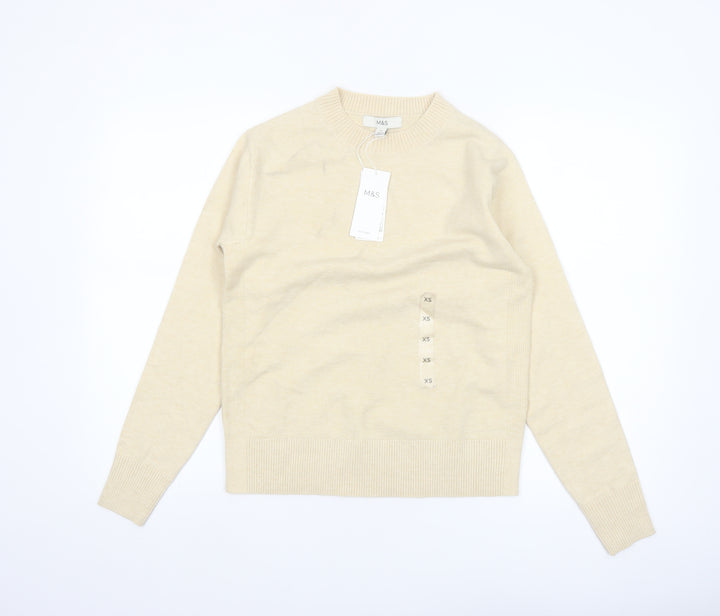 Marks and Spencer Women’s Beige XS Crew Neck Pullover Jumper