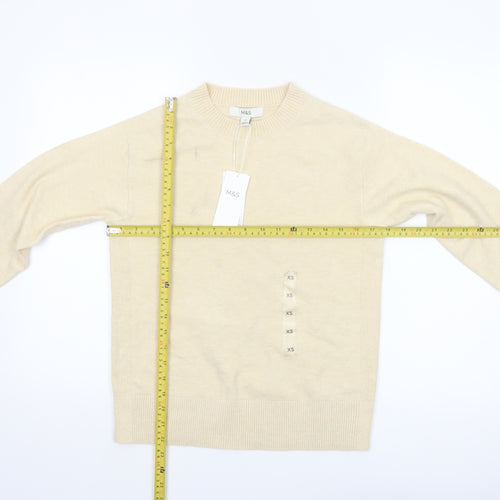 Marks and Spencer Women’s Beige XS Crew Neck Pullover Jumper