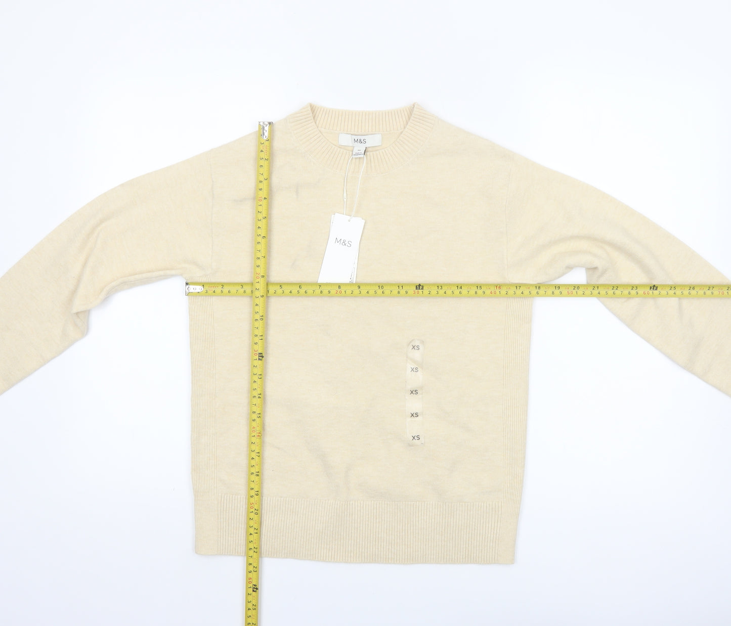 Marks and Spencer Women’s Beige XS Crew Neck Pullover Jumper