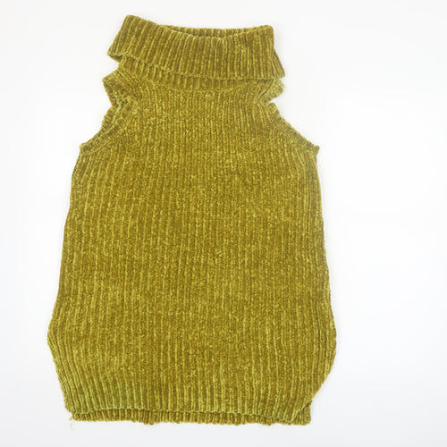 F&F Women Green Sleeveless Roll Neck Chunky Knit Jumper Size 12