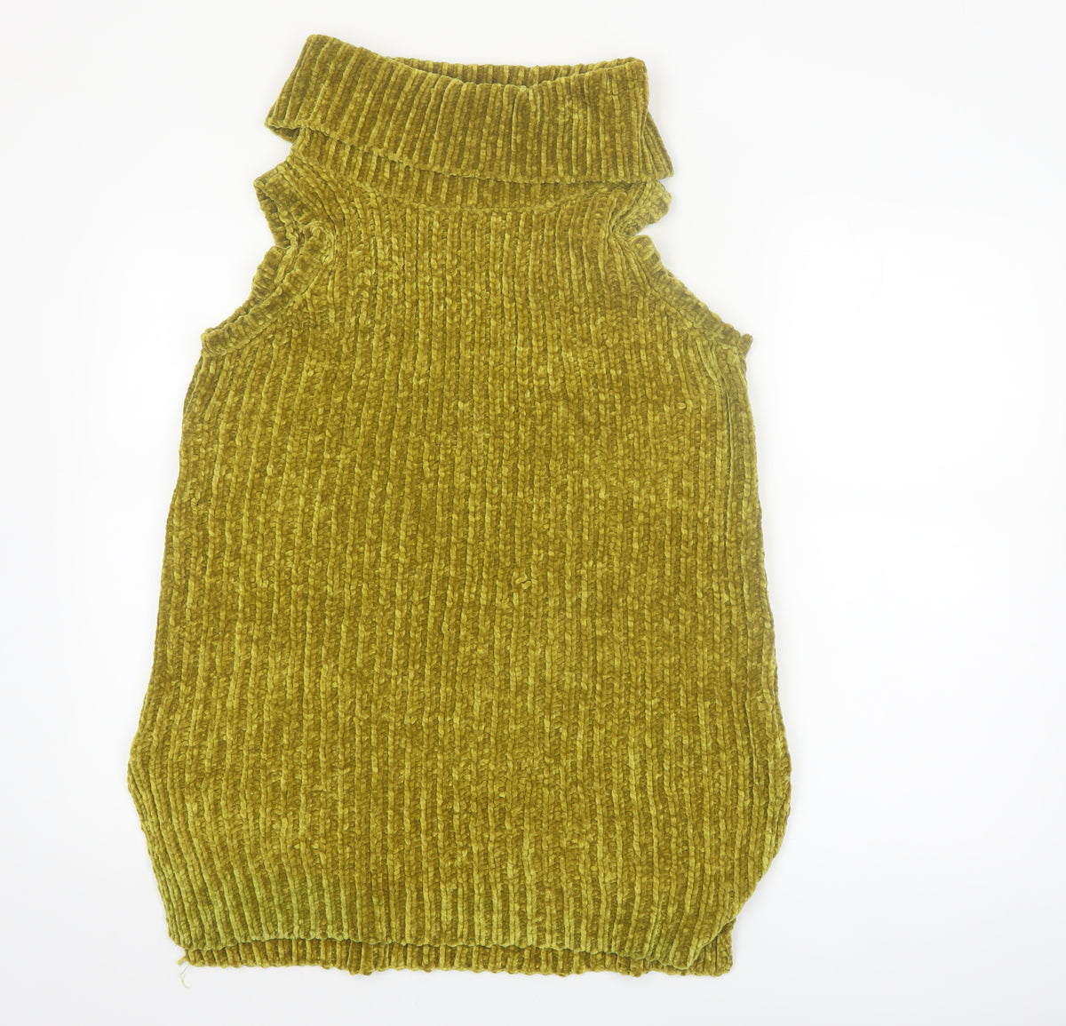 F&F Women Green Sleeveless Roll Neck Chunky Knit Jumper Size 12