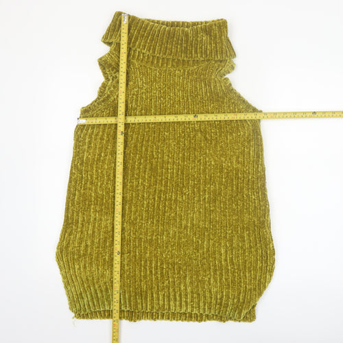 F&F Women Green Sleeveless Roll Neck Chunky Knit Jumper Size 12