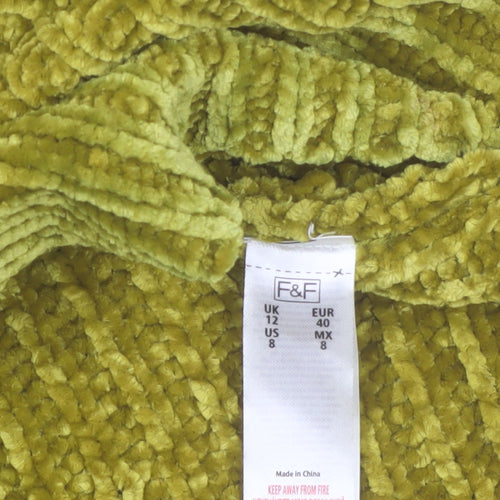 F&F Women Green Sleeveless Roll Neck Chunky Knit Jumper Size 12