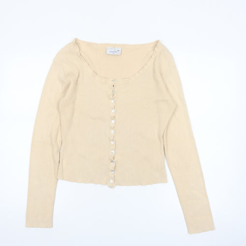 Etam Women’s Beige Cotton Slim Fit Button Cardigan Size 16