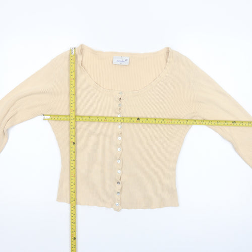 Etam Women’s Beige Cotton Slim Fit Button Cardigan Size 16