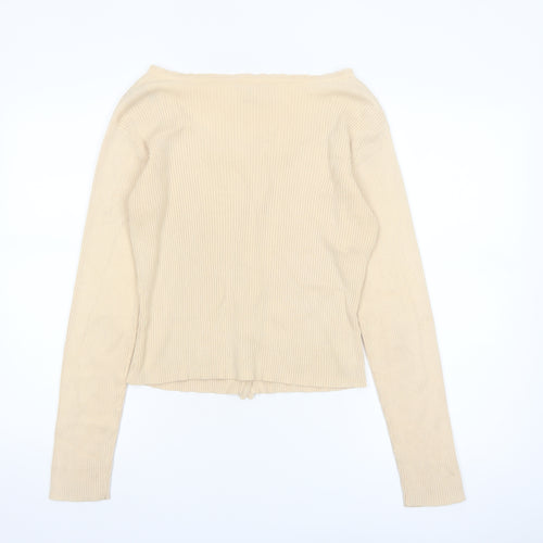 Etam Women’s Beige Cotton Slim Fit Button Cardigan Size 16