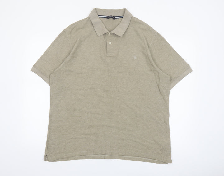 Marks & Spencer Men's Beige Short Sleeve Polo Shirt XL Classic Fit