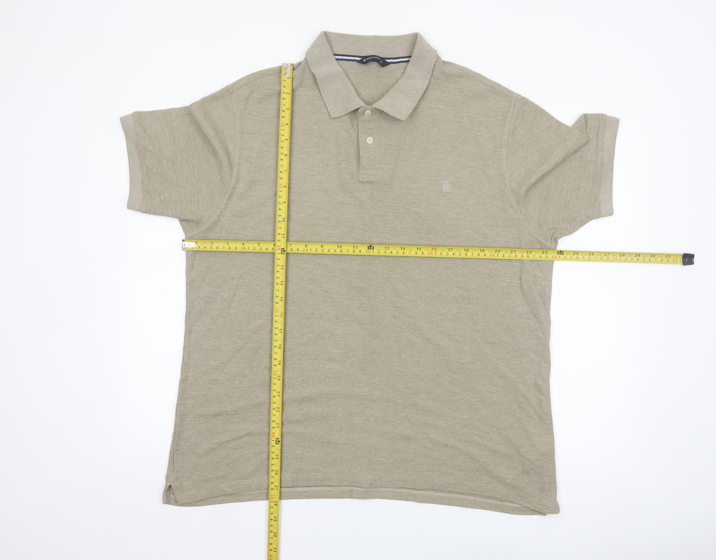 Marks & Spencer Men's Beige Short Sleeve Polo Shirt XL Classic Fit