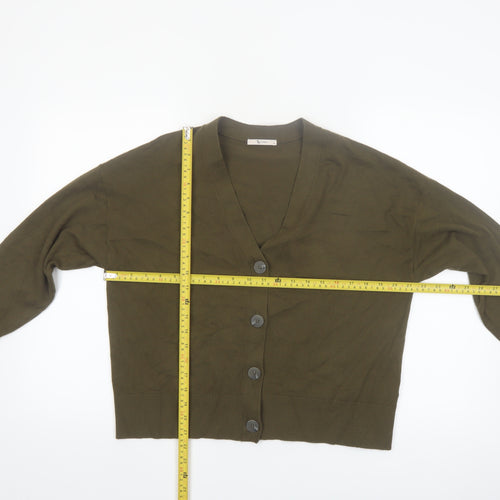 Tu Women’s Green V-Neck Cardigan Size 14 Long Sleeve Knit