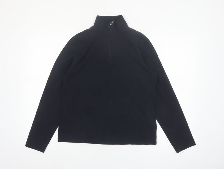Lands' End Women's Black 1/2 Zip Fleece Sweatshirt Size M 10-12