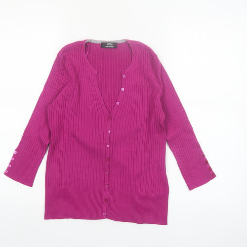 Marks and Spencer Women’s Pink Ribbed V-Neck Cardigan Size 14