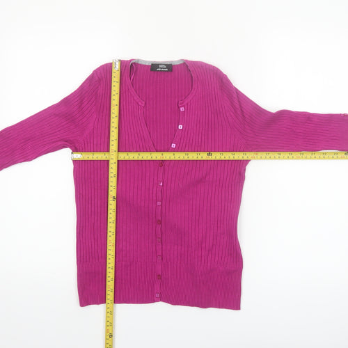 Marks and Spencer Women’s Pink Ribbed V-Neck Cardigan Size 14