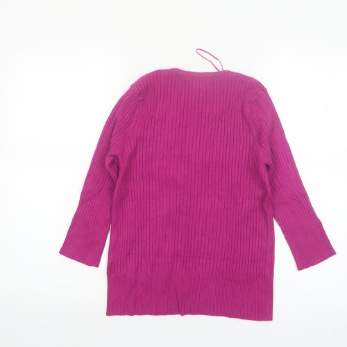 Marks and Spencer Women’s Pink Ribbed V-Neck Cardigan Size 14