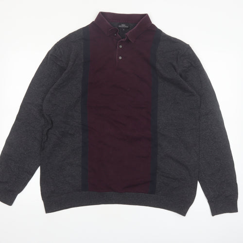 Next Men’s Grey Collared Pullover Jumper XL Cotton Knit