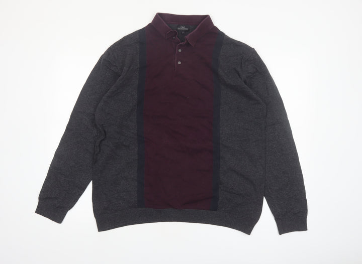Next Men’s Grey Collared Pullover Jumper XL Cotton Knit