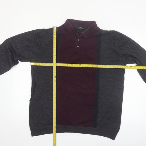 Next Men’s Grey Collared Pullover Jumper XL Cotton Knit