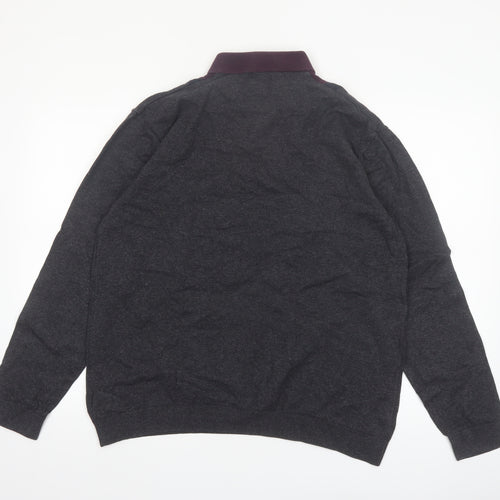 Next Men’s Grey Collared Pullover Jumper XL Cotton Knit